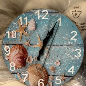 Coastal Seashell Wall Clock - Blue and Brown